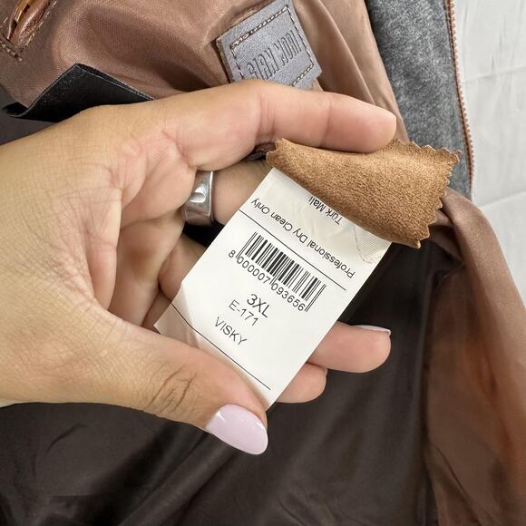 Gian Mori Leather Jacket Mens 3XL Sheepskin Moto Quilted Hooded Brown Zip Biker - Picture 12 of 16